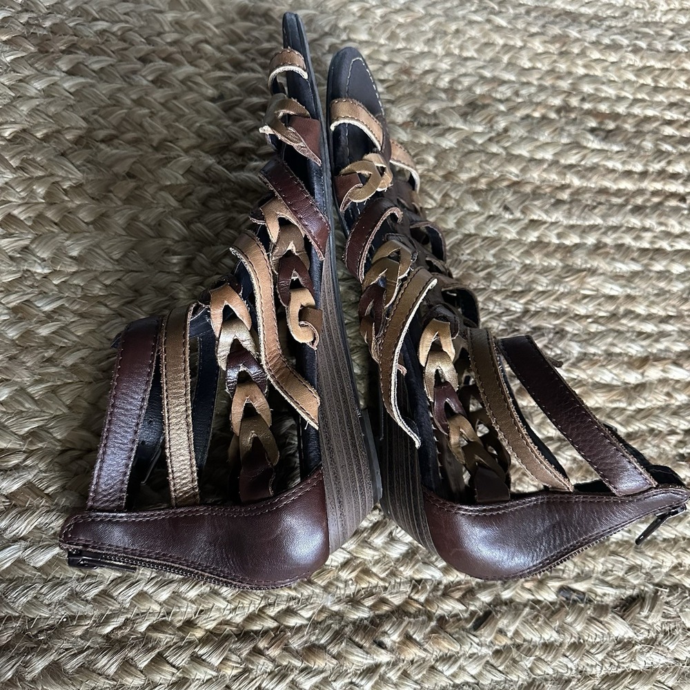 PIKOLINOS Brown Leather Strappy Back-Zip Ankle Strap Sandals 39 8.5 - Picture 6 of 9